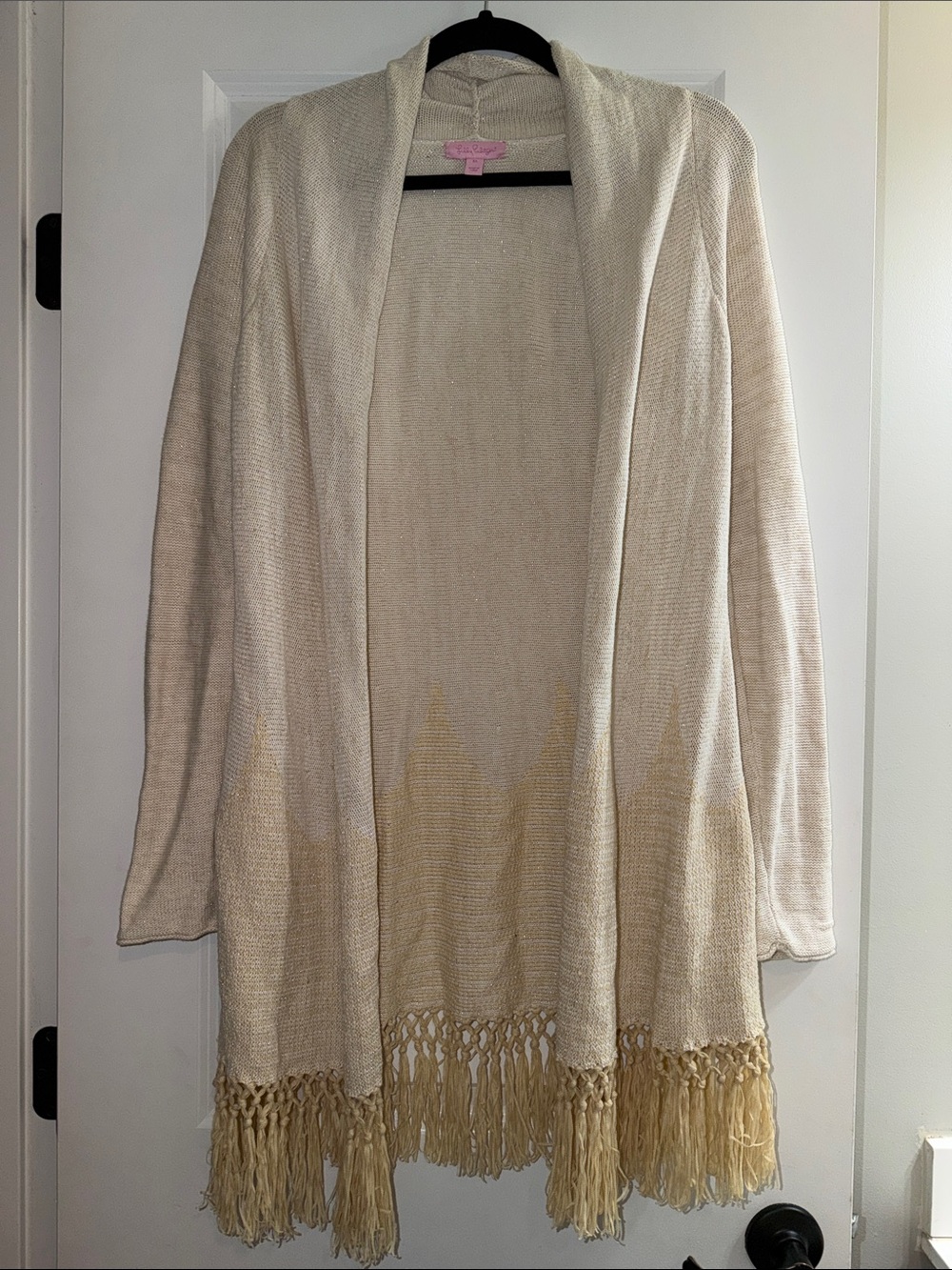 Lilly Pulitzer open front Fringe Knit Cardigan